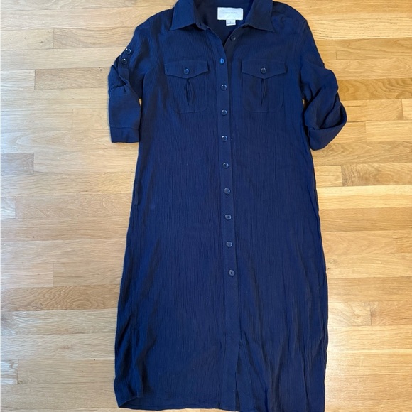 Brochu Walker Dresses & Skirts - Brochu Walker Women's Navy Dress Size L Button Front Midi
Dress (no Belt)